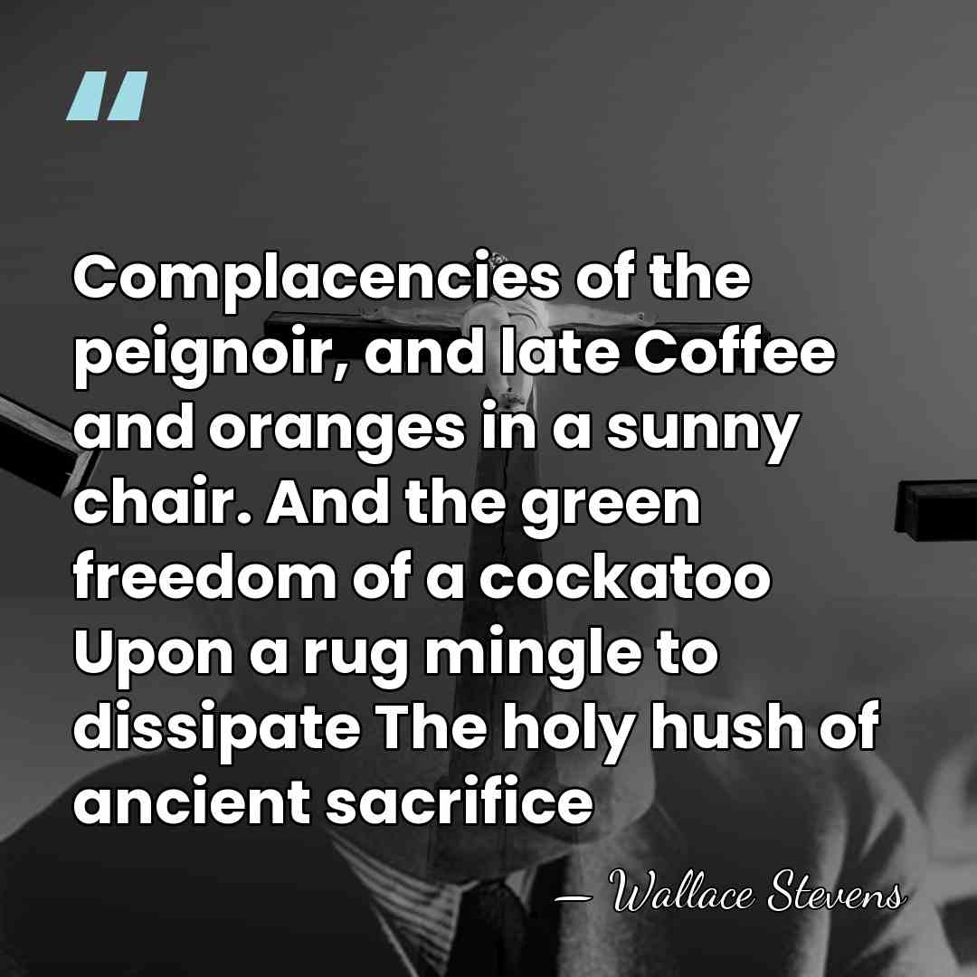 Complacencies of the peignoir, and late Coffee and oranges in a sunny&hellip; - Wallace Stevens