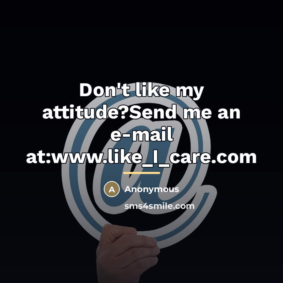 “Don't like my attitude?Send me an e-mail at:www.like_I_care.com…” quote by Anonymous