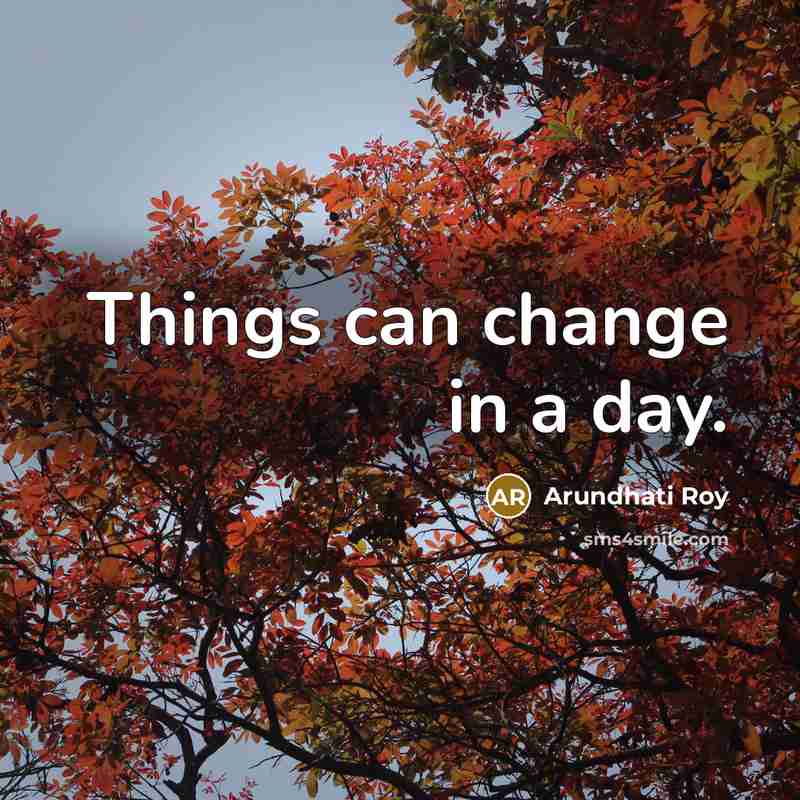“Things can change in a day.…” quote by Arundhati Roy