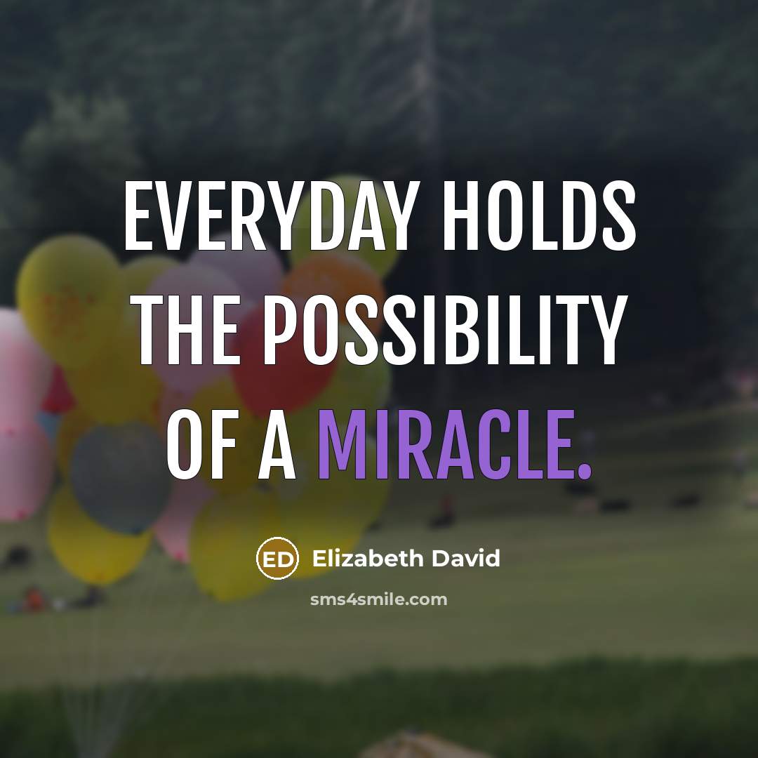 “Everyday holds the possibility of a miracle.…” quote by Elizabeth David