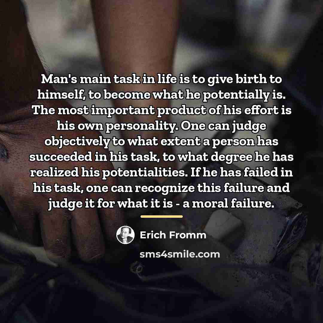 “Man's main task in life is to give birth to…” quote by Erich Fromm