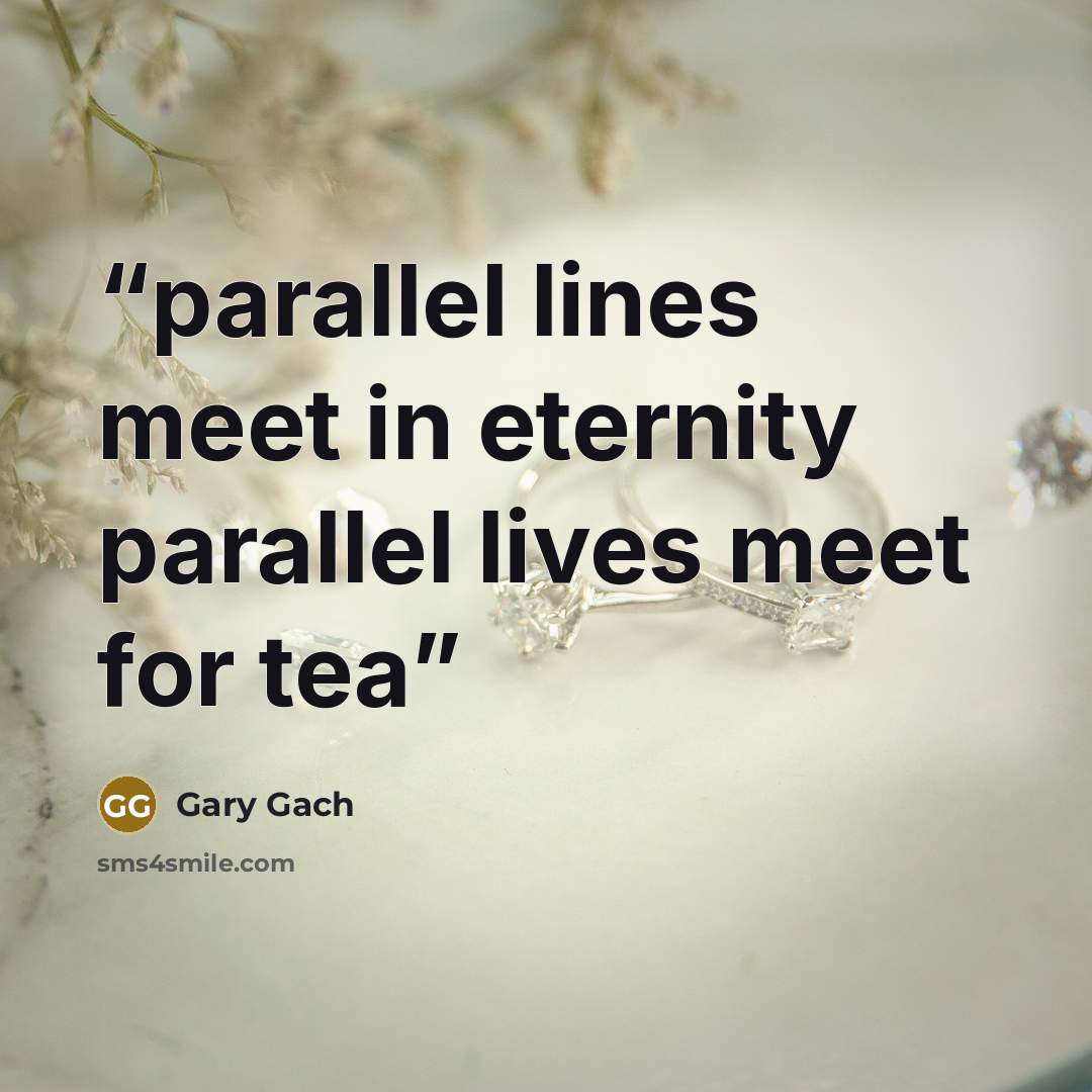 “parallel lines meet in eternity parallel lives meet for tea” quote by Gary Gach