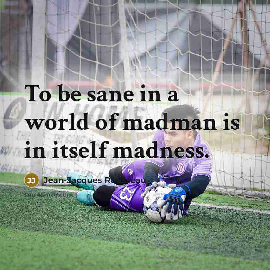 “To be sane in a world of madman is in itself madness.” quote by Jean-Jacques Rousseau
