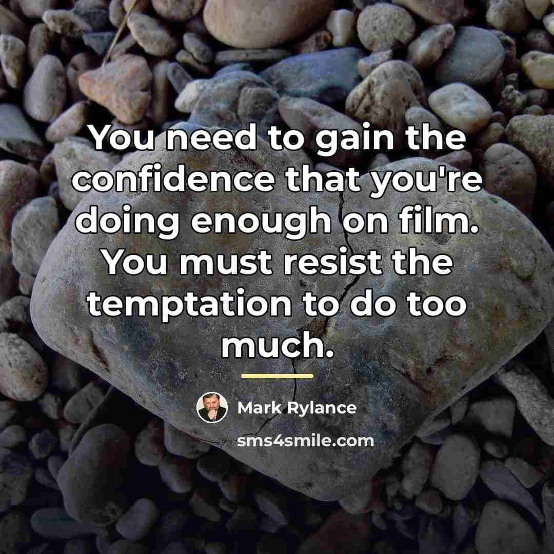 “You need to gain the confidence that you're doing enough…” quote by Mark Rylance