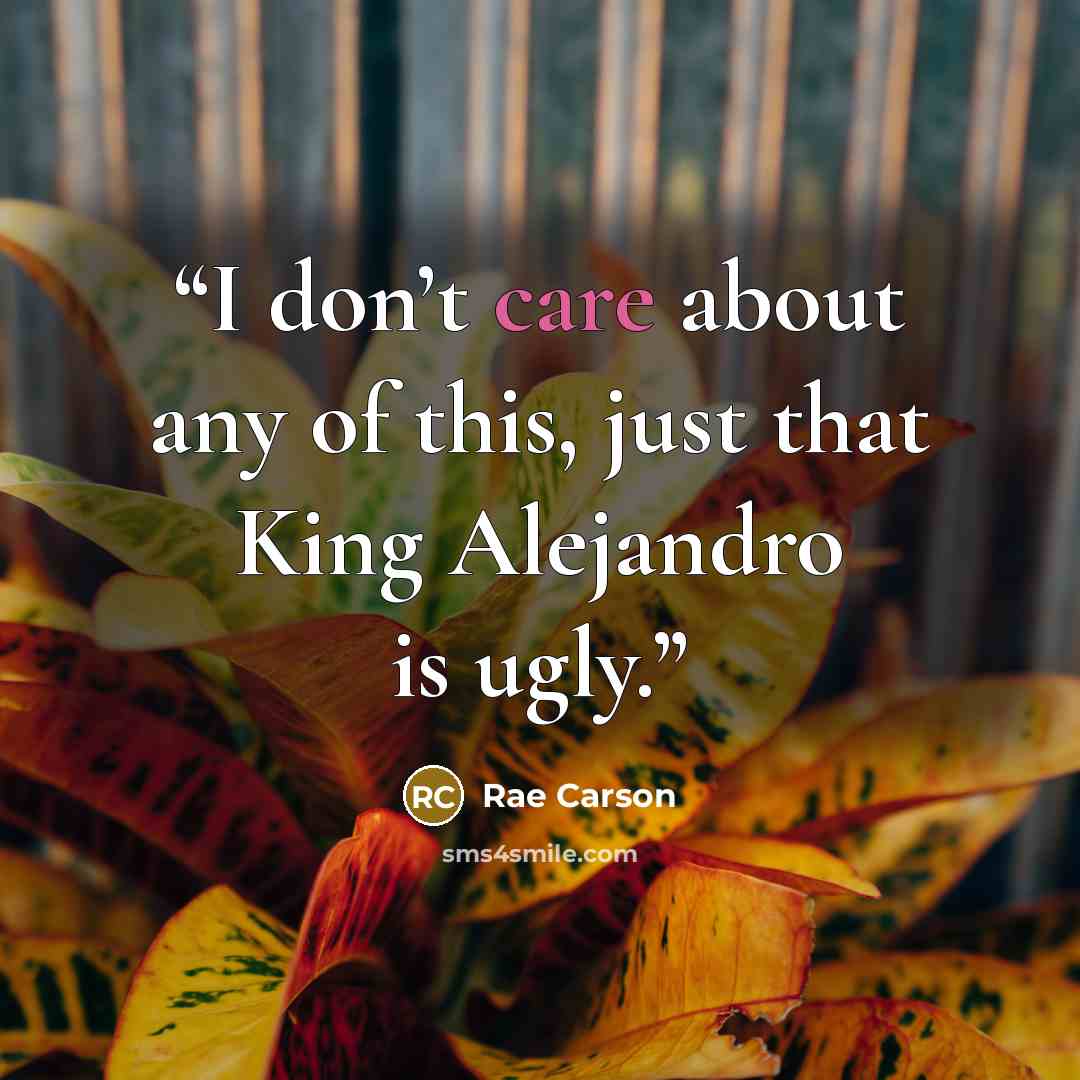 “I don’t care about any of this, just that King Alejandro is ugly.” quote by Rae Carson