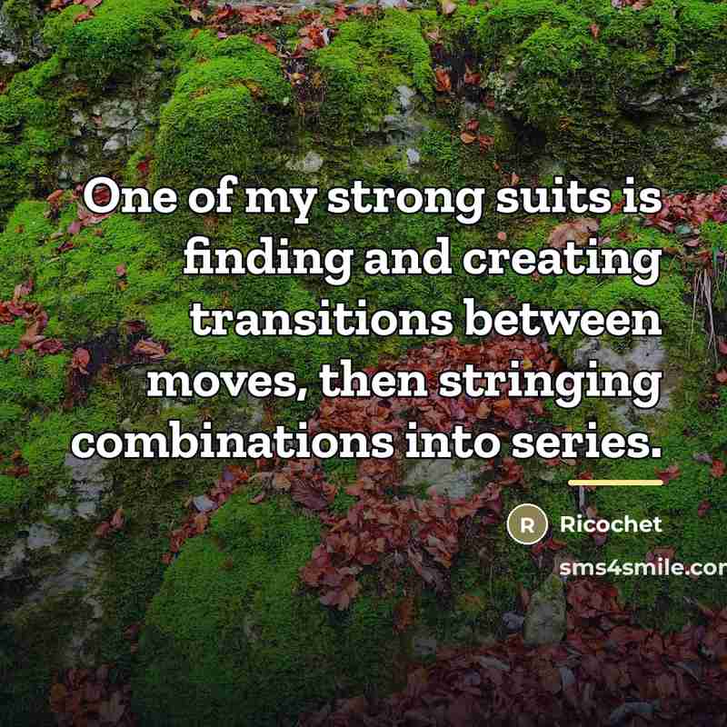 “One of my strong suits is finding and creating transitions…” quote by Ricochet