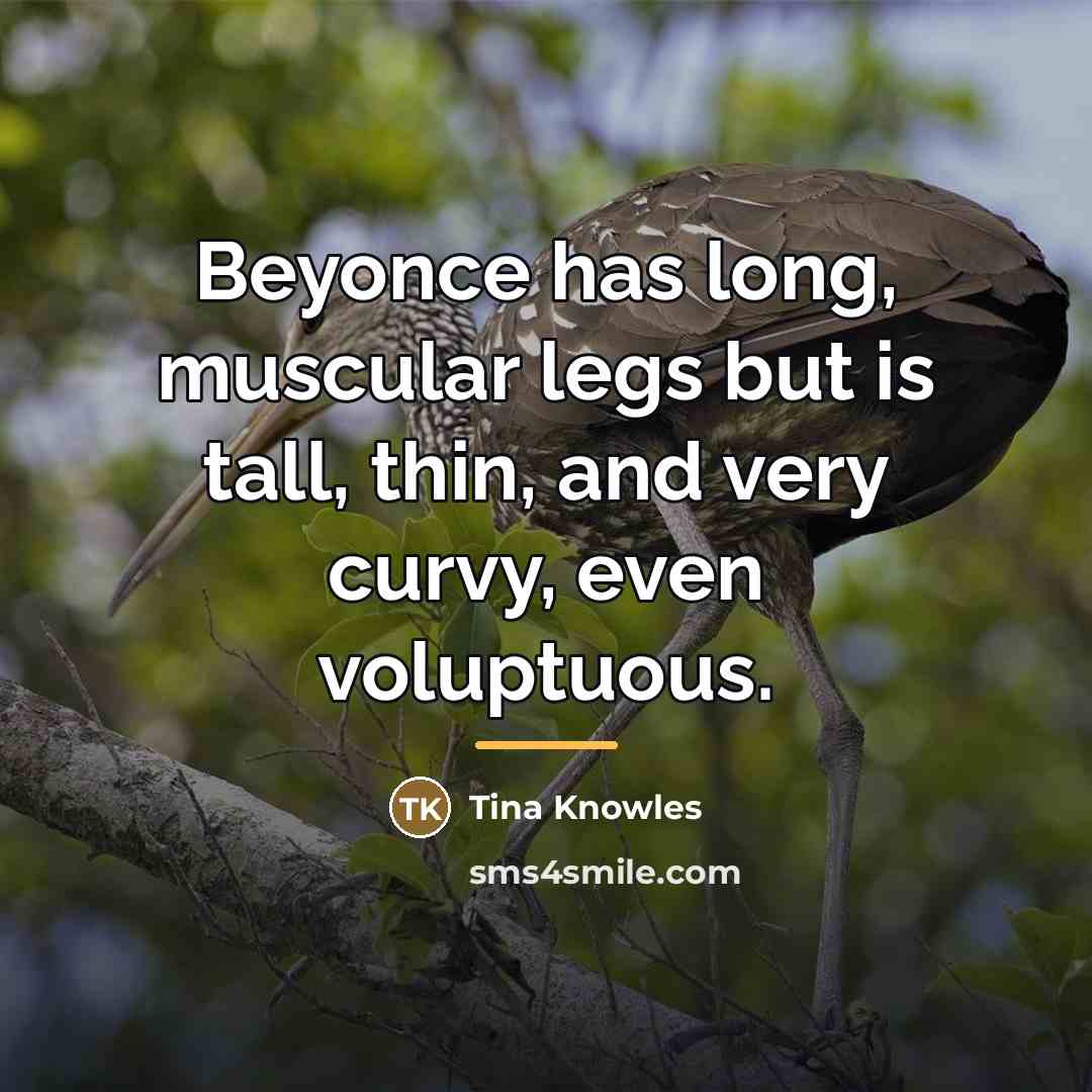 “Beyonce has long, muscular legs but is tall, thin, and…” quote by Tina Knowles