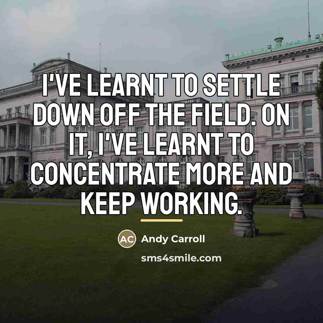 “I've learnt to settle down off the field. On it,…” quote by Andy Carroll