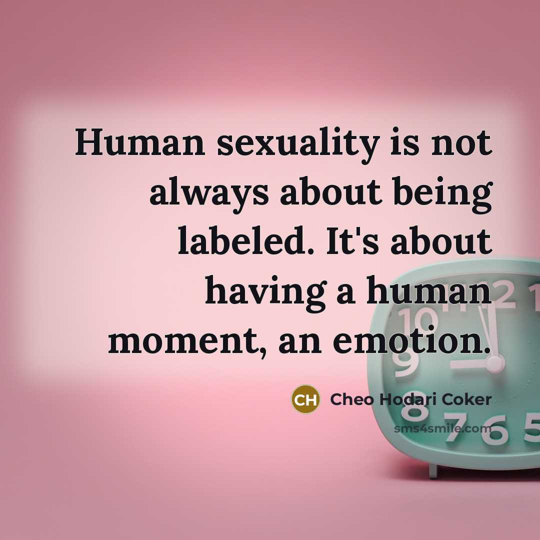“Human sexuality is not always about being labeled. It's about…” quote by Cheo Hodari Coker