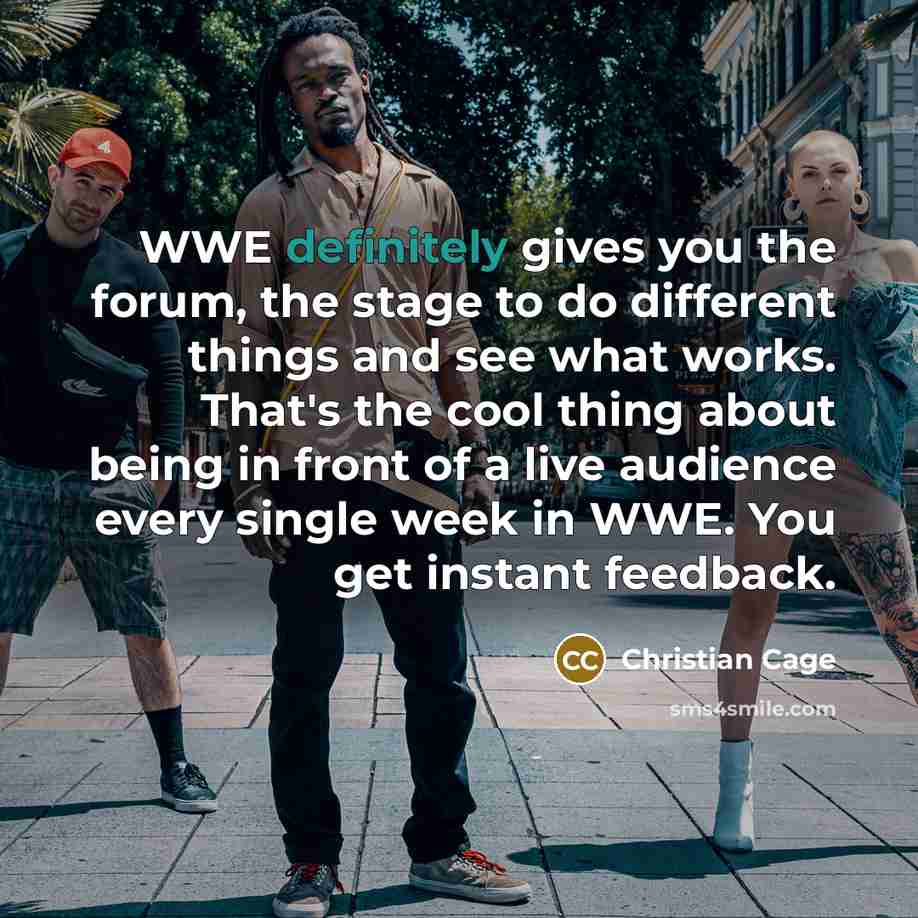 “WWE definitely gives you the forum, the stage to do…” quote by Christian Cage