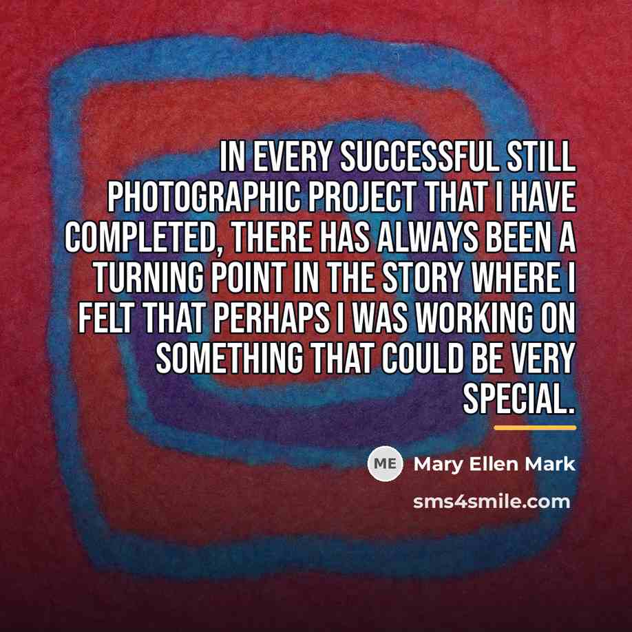 “In every successful still photographic project that I have completed,…” quote by Mary Ellen Mark