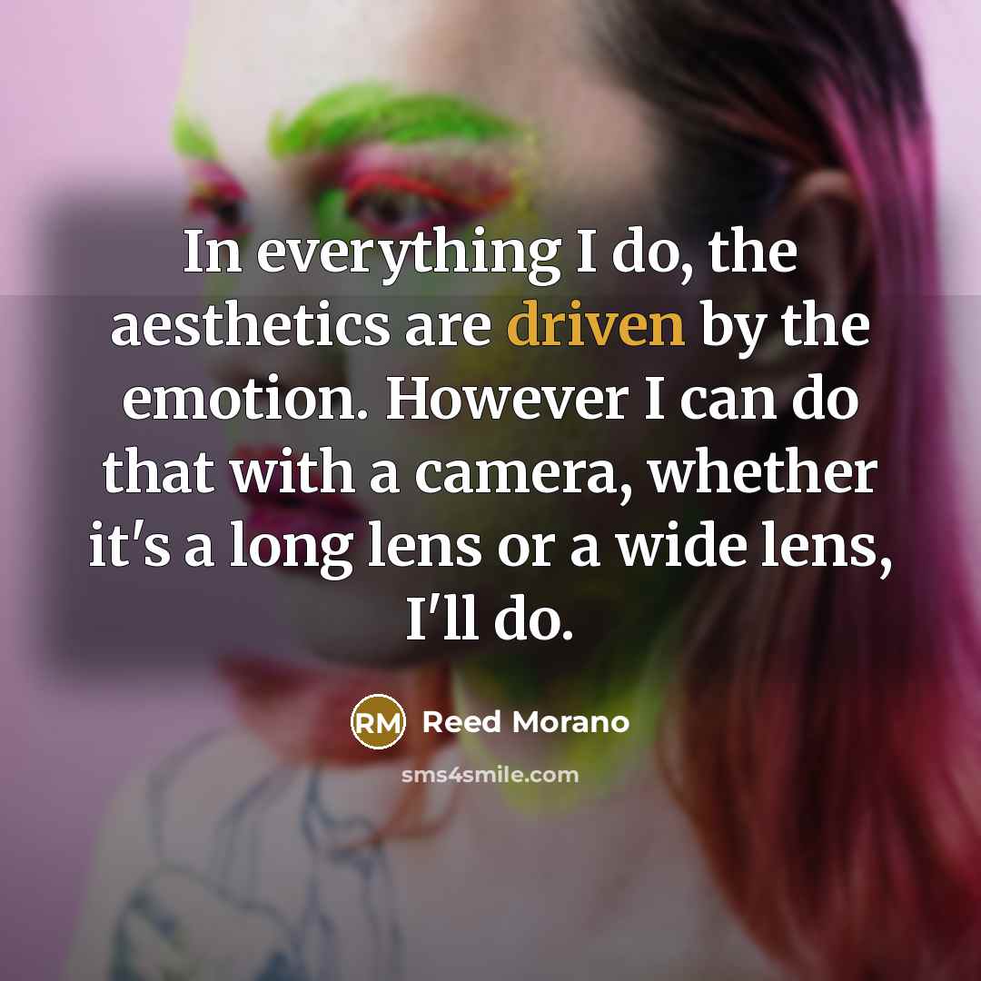 “In everything I do, the aesthetics are driven by the emotion. However I can do that with a camera, whether it's a long lens or a wide lens, I'll do.” quote by Reed Morano