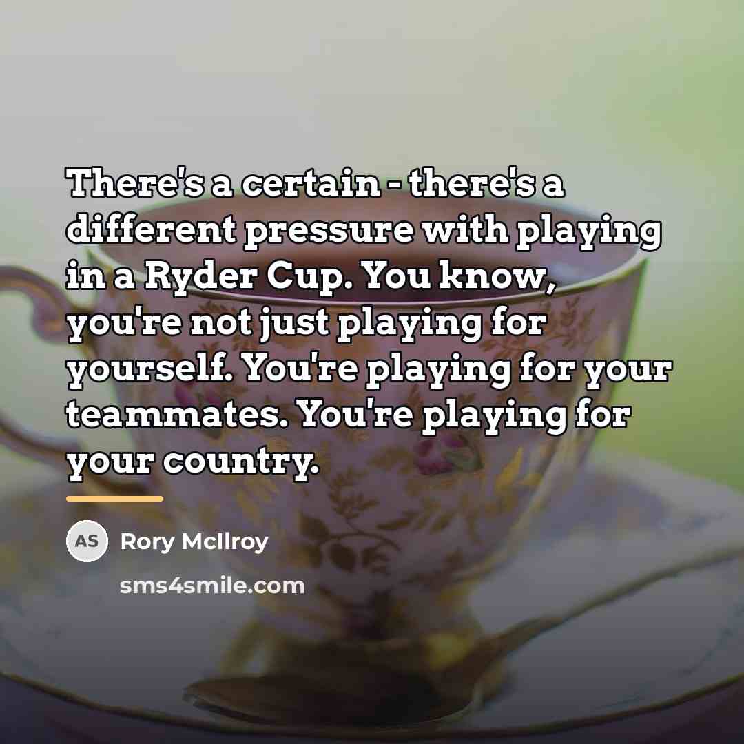 “There's a certain - there's a different pressure with playing…” quote by Rory McIlroy