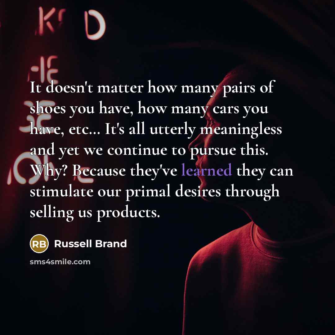 “It doesn't matter how many pairs of shoes you have,…” quote by Russell Brand