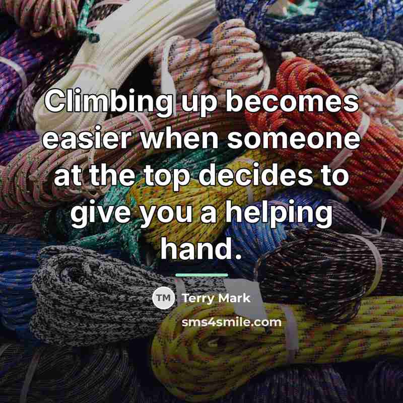 “Climbing up becomes easier when someone at the top decides…” quote by Terry Mark