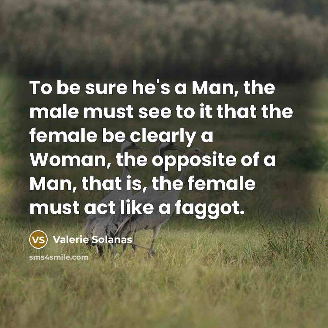 “To be sure he's a Man, the male must see…” quote by Valerie Solanas