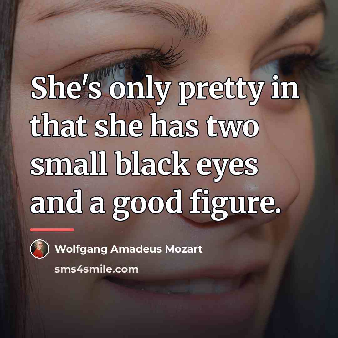 “She's only pretty in that she has two small black…” quote by Wolfgang Amadeus Mozart