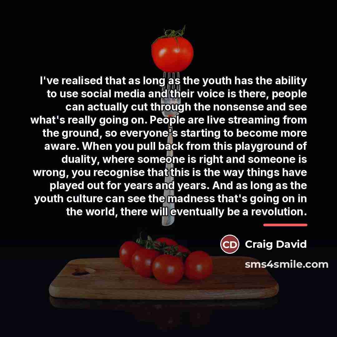“I've realised that as long as the youth has the…” quote by Craig David