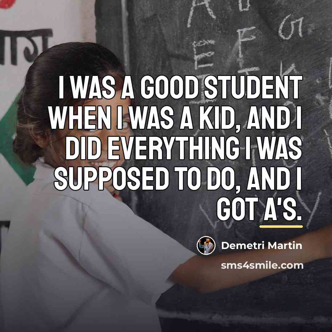 “I was a good student when I was a kid,…” quote by Demetri Martin