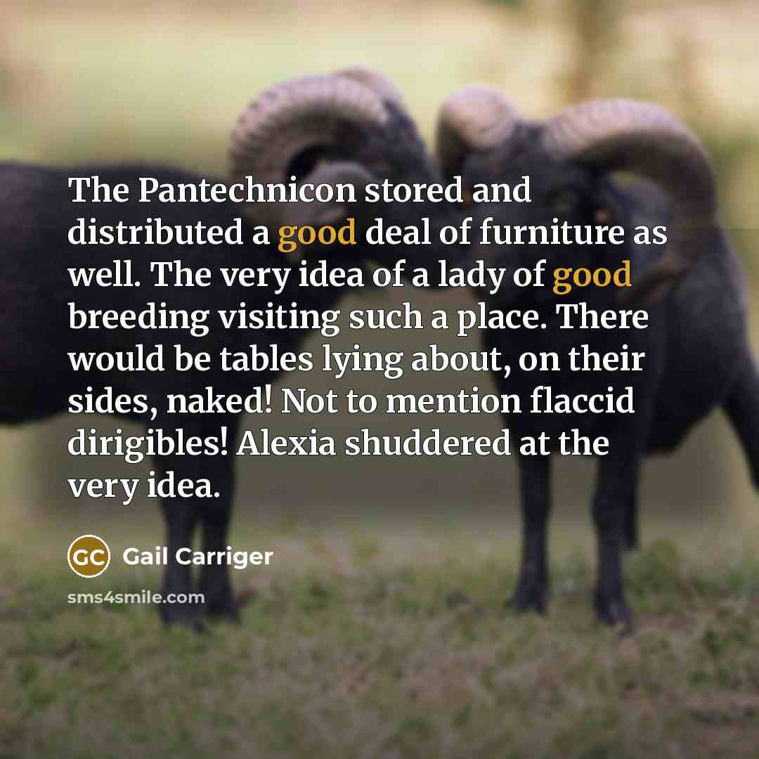 “The Pantechnicon stored and distributed a good deal of furniture…” quote by Gail Carriger