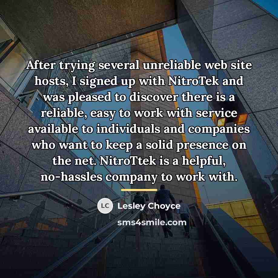 “After trying several unreliable web site hosts, I signed up…” quote by Lesley Choyce