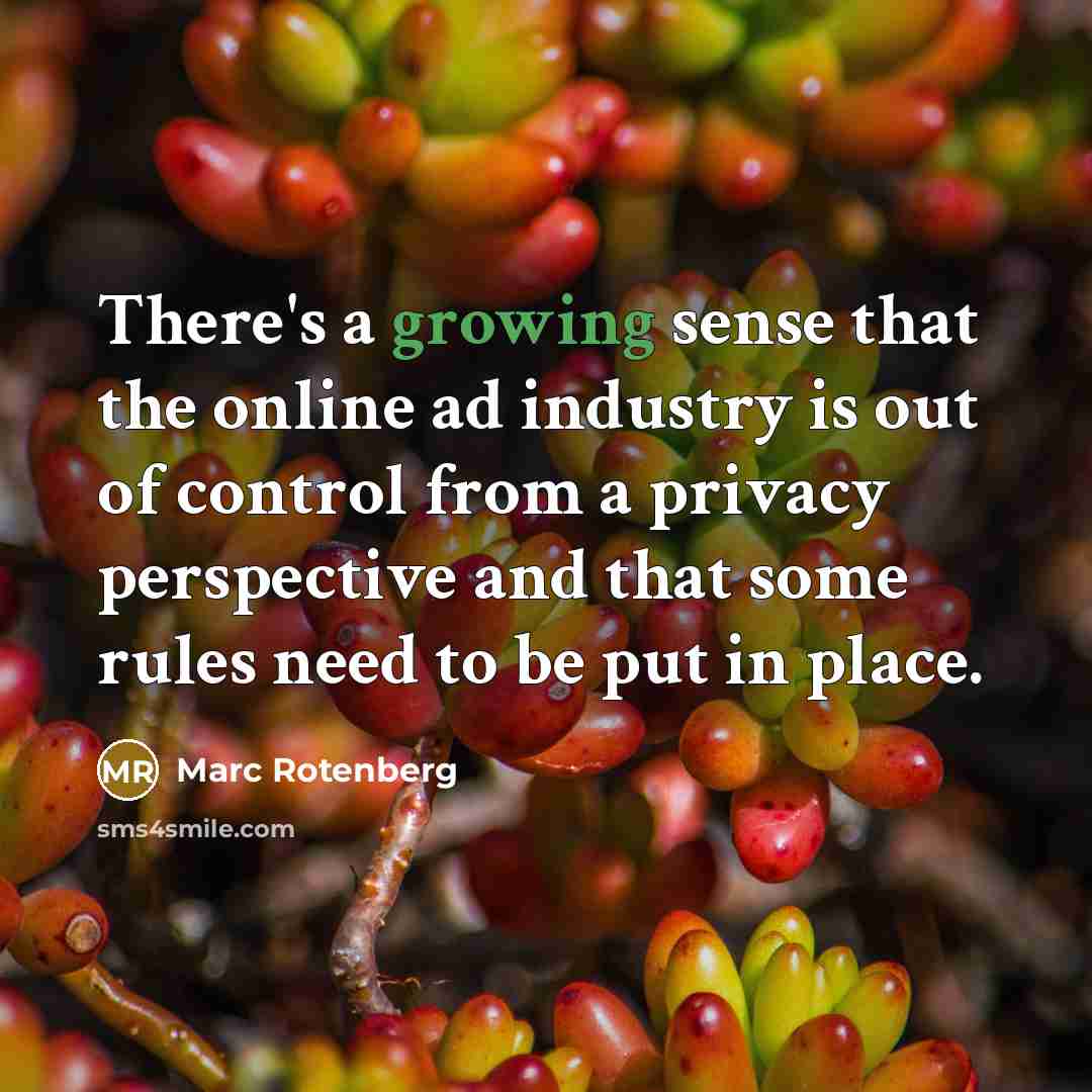 “There's a growing sense that the online ad industry is…” quote by Marc Rotenberg