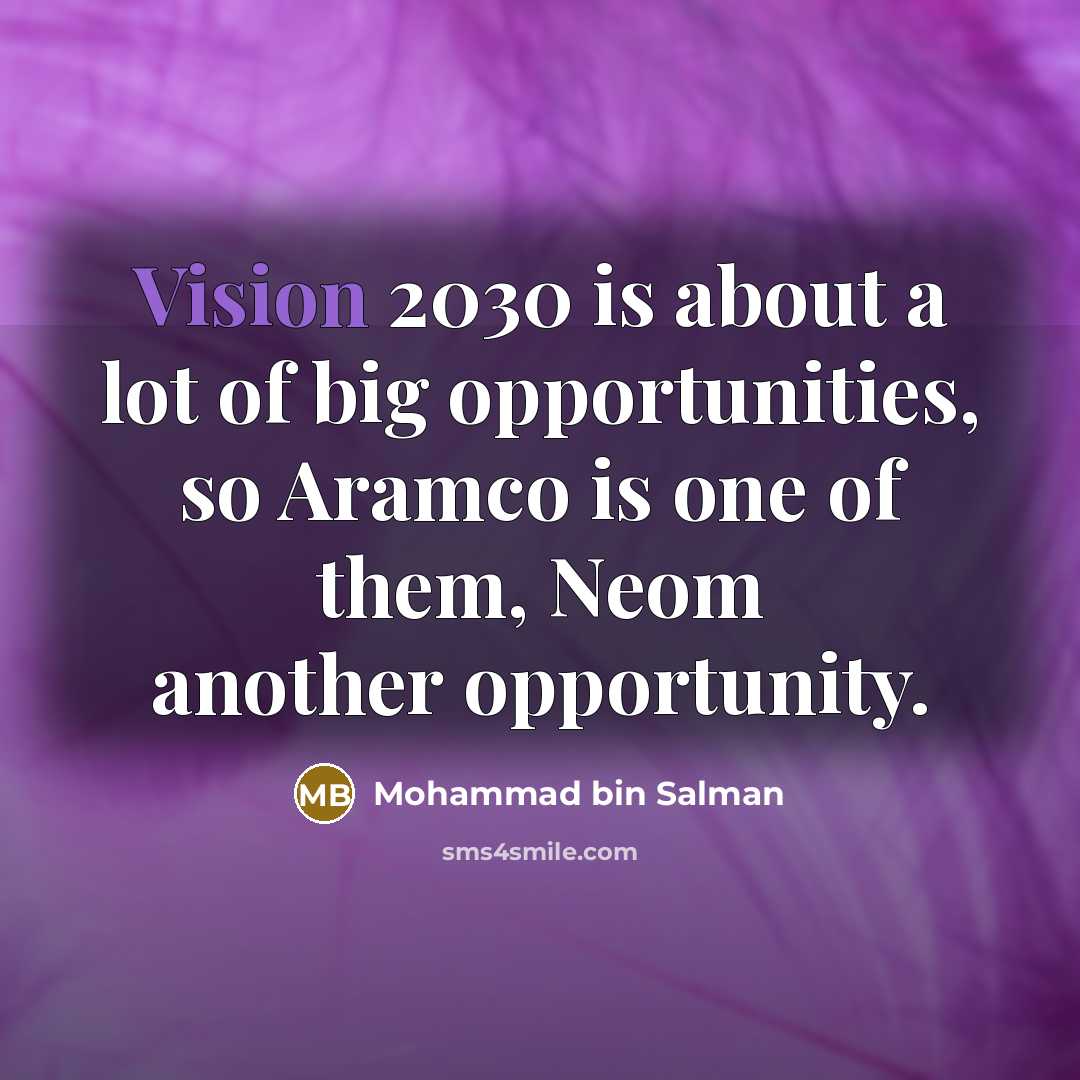 “Vision 2030 is about a lot of big opportunities, so…” quote by Mohammad bin Salman