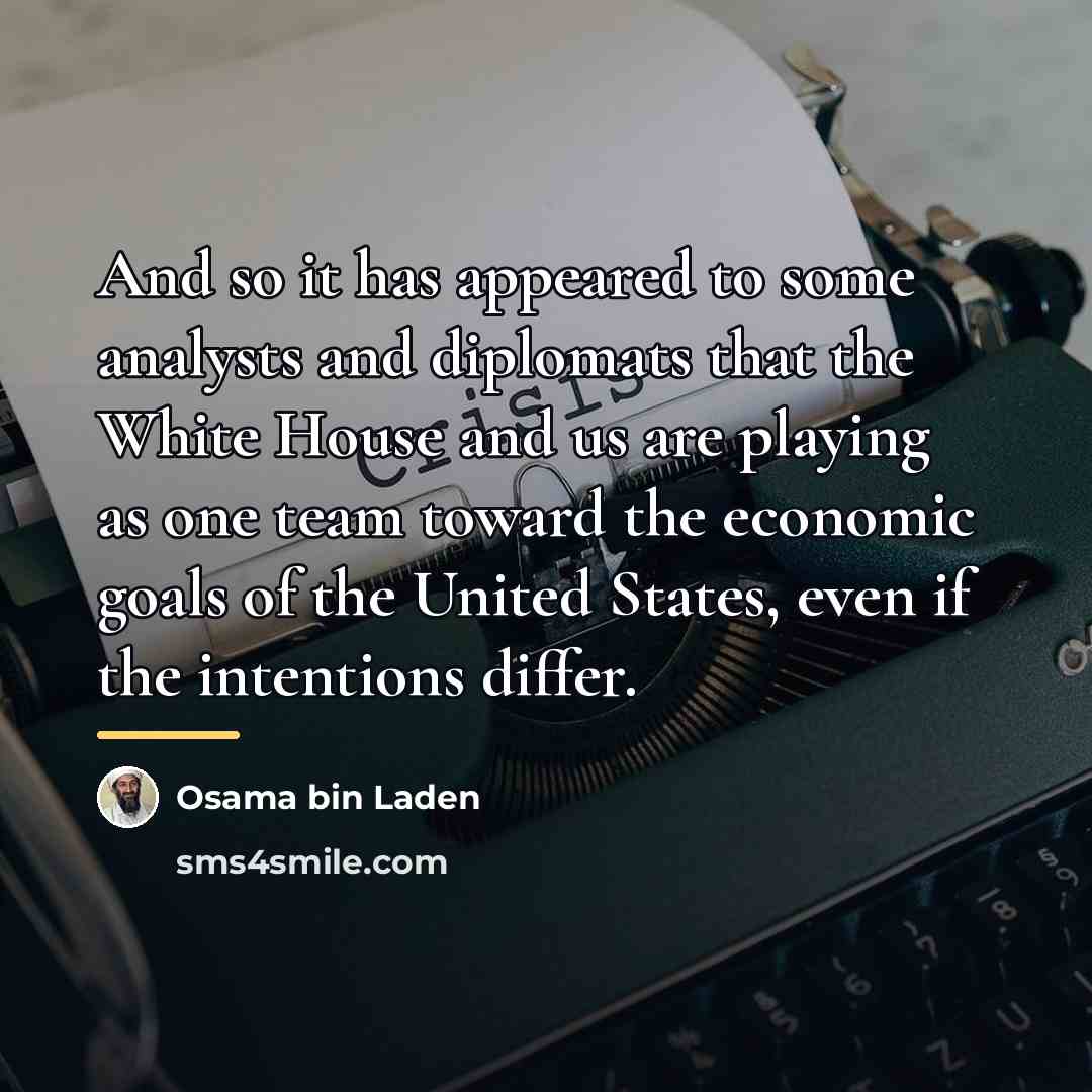 “And so it has appeared to some analysts and diplomats…” quote by Osama bin Laden