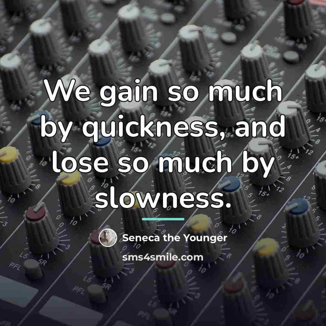 “We gain so much by quickness, and lose so much…” quote by Seneca the Younger