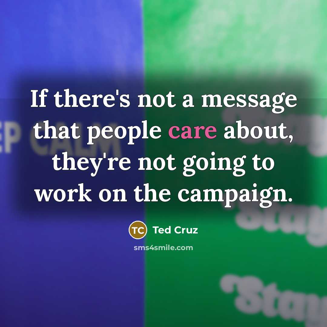 “If there's not a message that people care about, they're not going to work on the campaign.” quote by Ted Cruz