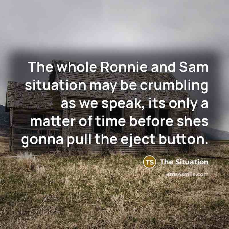 “The whole Ronnie and Sam situation may be crumbling as we speak, its only a matter of time before shes gonna pull the eject button.” quote by The Situation