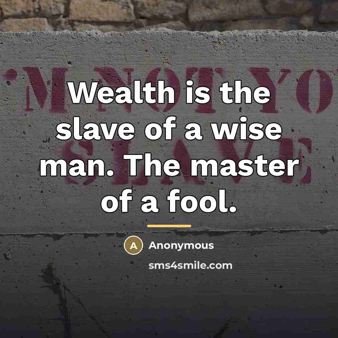 “Wealth is the slave of a wise man. The master…” quote by Anonymous