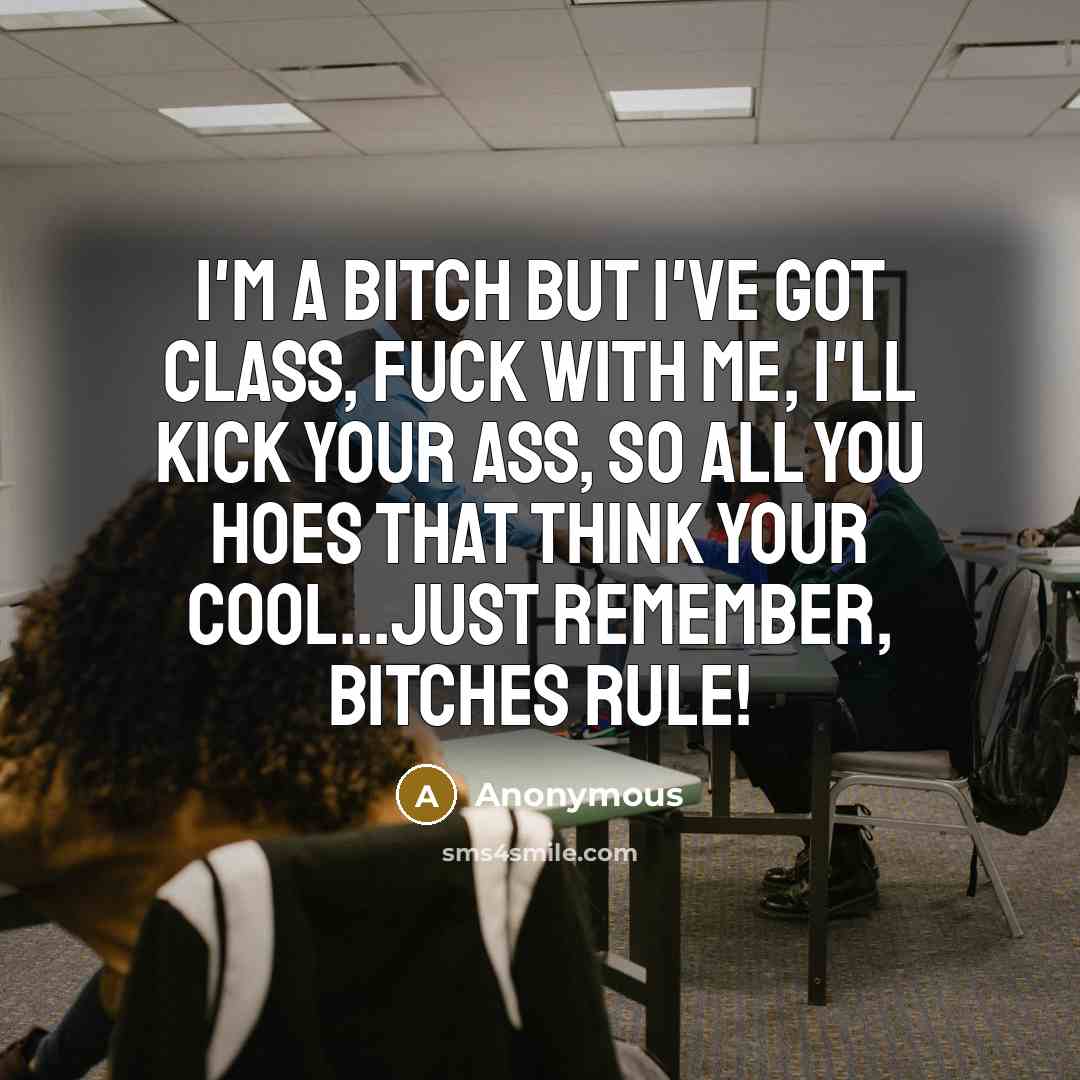 “I'm a bitch but I've got class, fuck with me,…” quote by Anonymous