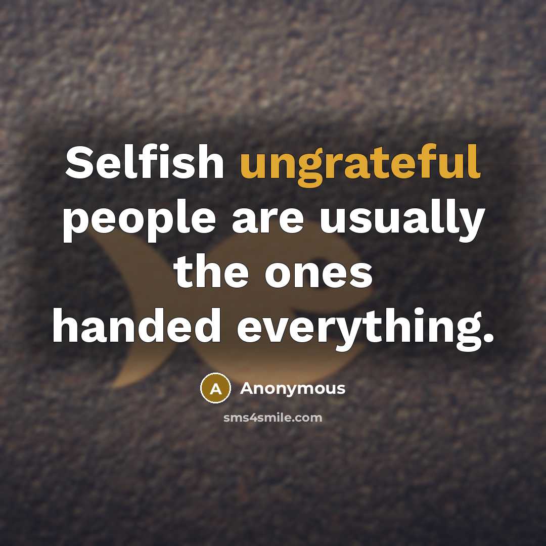 “Selfish ungrateful people are usually the ones handed everything.” quote by Anonymous