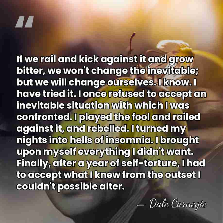 If we rail and kick against it and grow bitter, we won't&hellip; - Dale Carnegie
