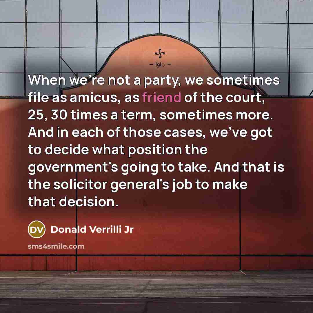 “When we're not a party, we sometimes file as amicus,…” quote by Donald Verrilli Jr