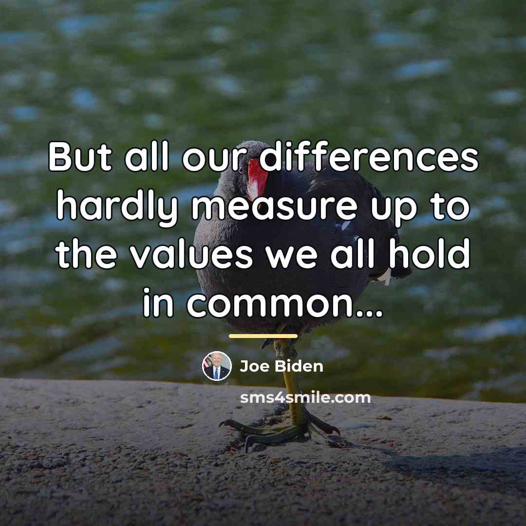 “But all our differences hardly measure up to the values…” quote by Joe Biden
