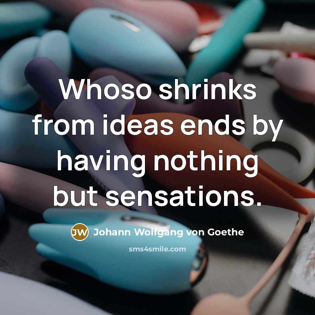 “Whoso shrinks from ideas ends by having nothing but sensations.…” quote by Johann Wolfgang von Goethe