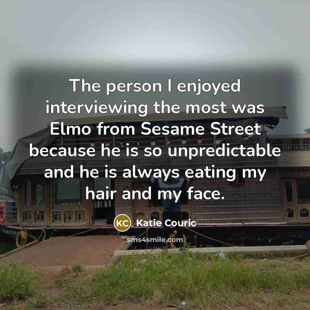 “The person I enjoyed interviewing the most was Elmo from…” quote by Katie Couric