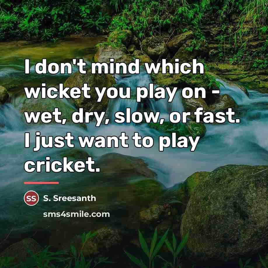 “I don't mind which wicket you play on - wet,…” quote by S. Sreesanth