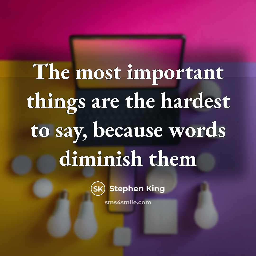 “The most important things are the hardest to say, because…” quote by Stephen King