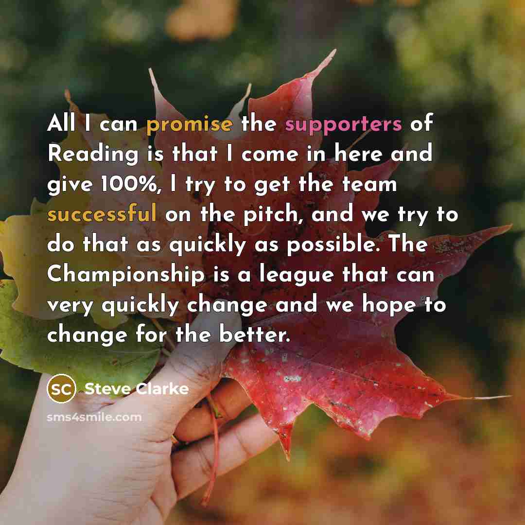 “All I can promise the supporters of Reading is that…” quote by Steve Clarke