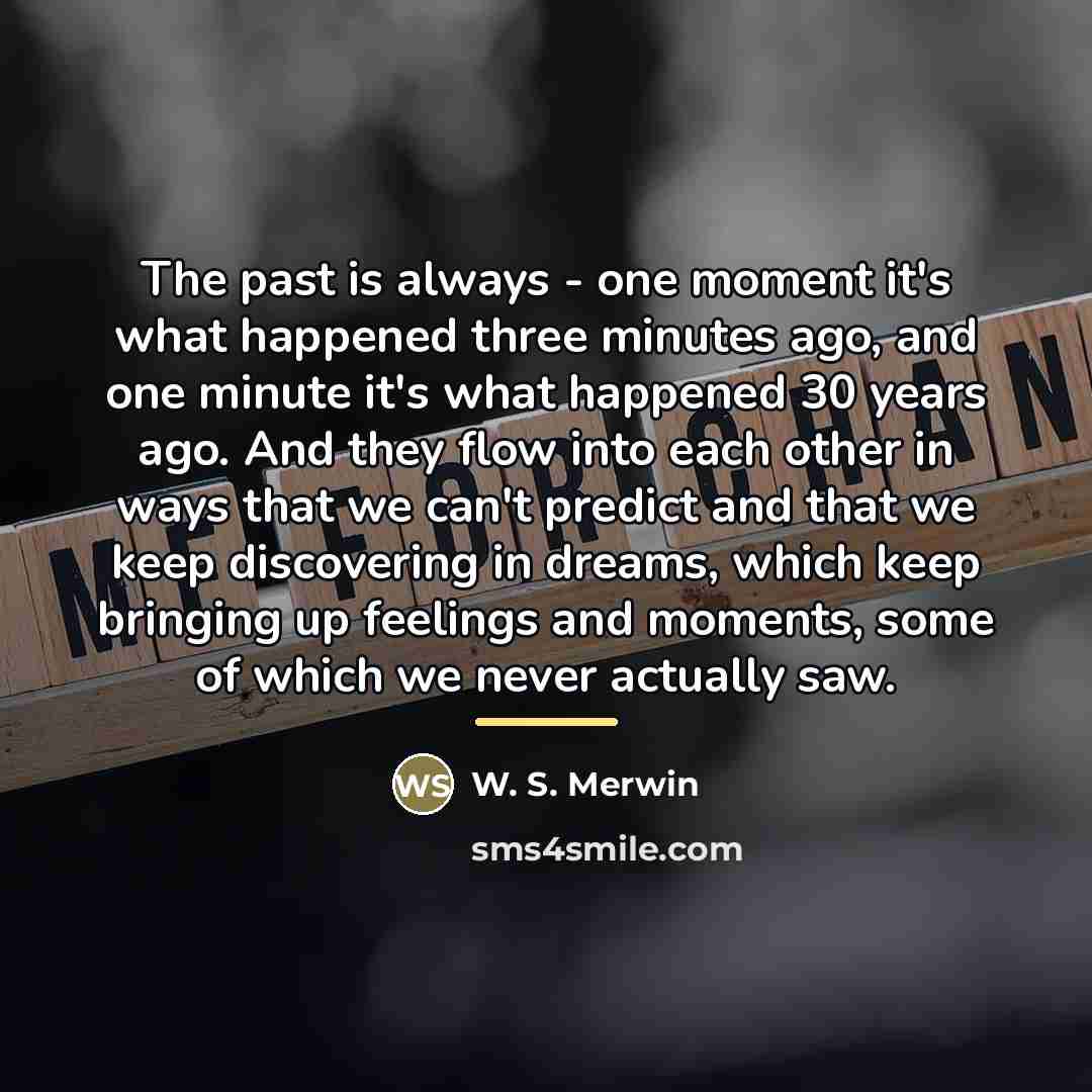 “The past is always - one moment it's what happened…” quote by W. S. Merwin