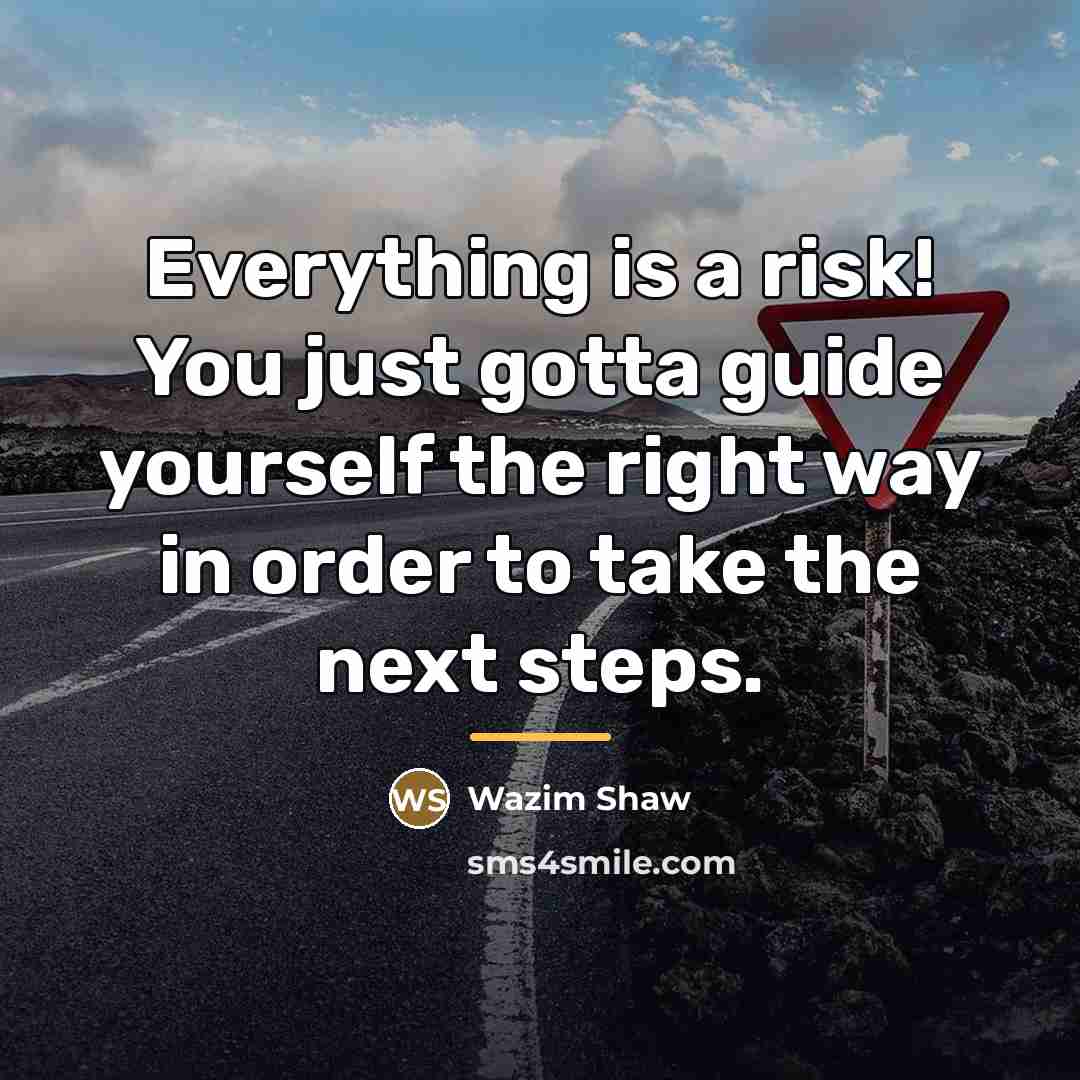 “Everything is a risk! You just gotta guide yourself the…” quote by Wazim Shaw