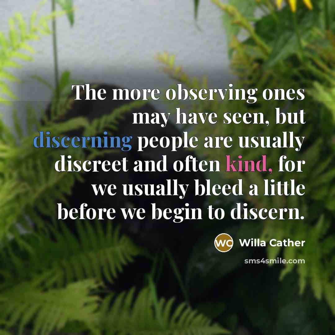“The more observing ones may have seen, but discerning people…” quote by Willa Cather