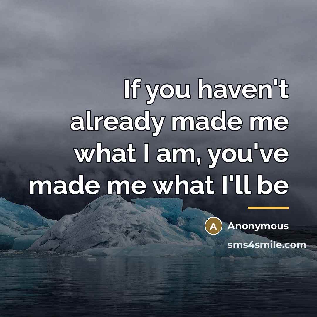 “If you haven't already made me what I am, you've…” quote by Anonymous