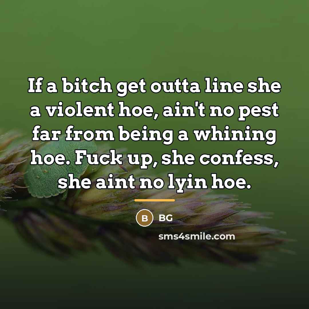 “If a bitch get outta line she a violent hoe,…” quote by BG
