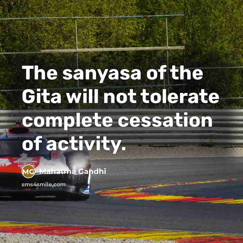 “The sanyasa of the Gita will not tolerate complete cessation…” quote by Mahatma Gandhi