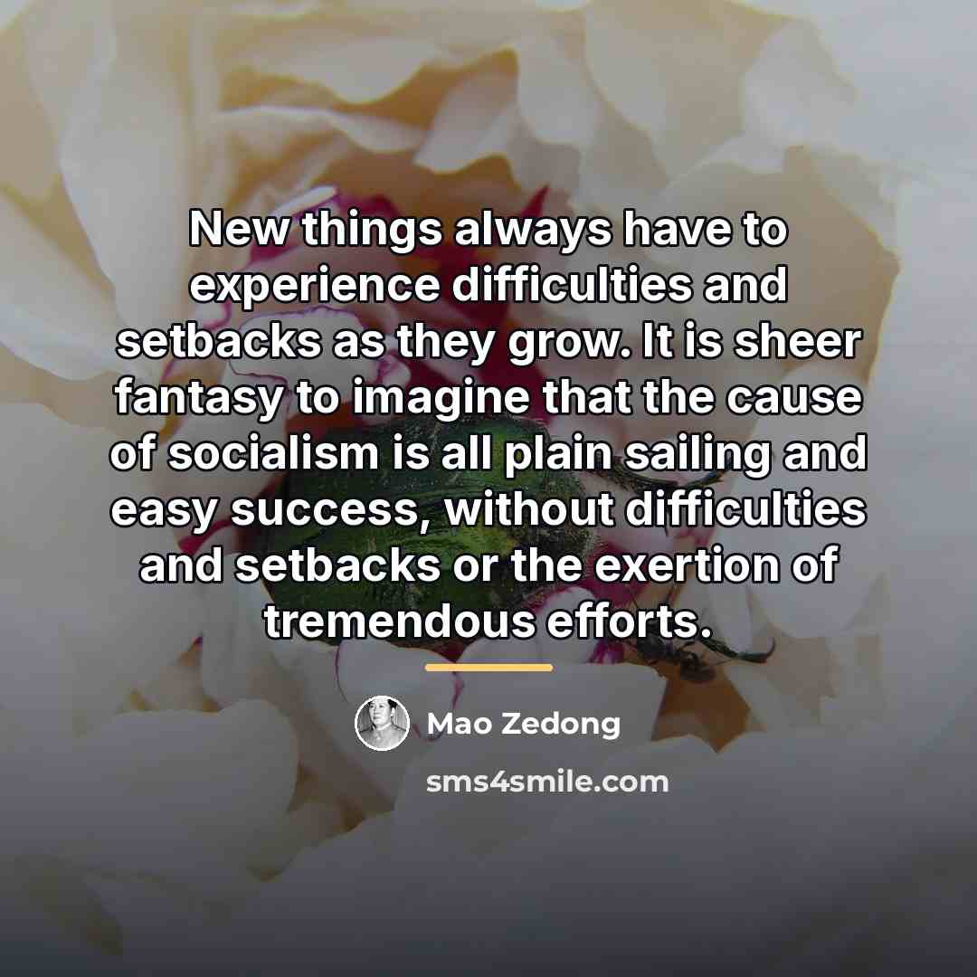 “New things always have to experience difficulties and setbacks as…” quote by Mao Zedong