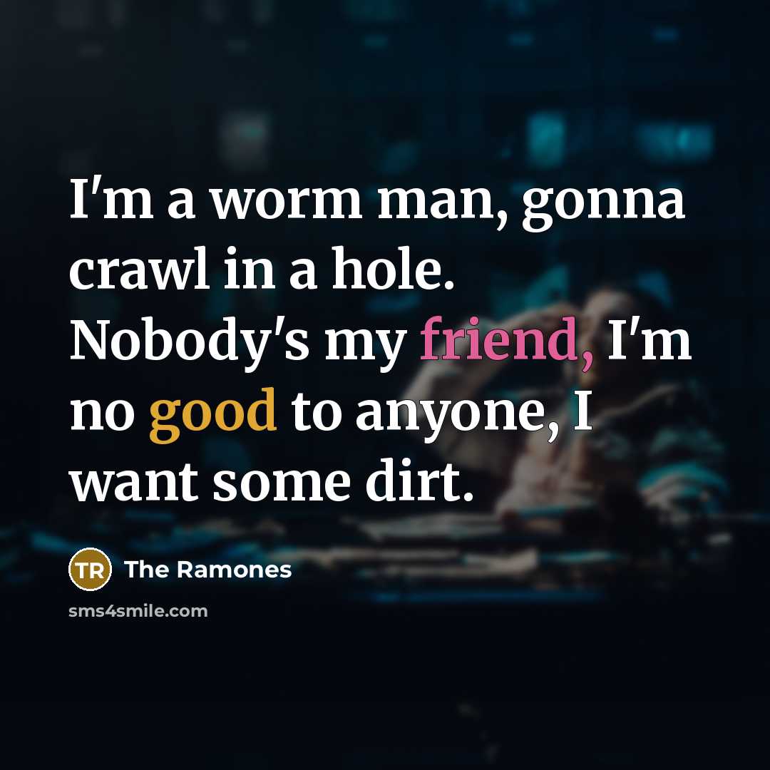 “I'm a worm man, gonna crawl in a hole. Nobody's…” quote by The Ramones